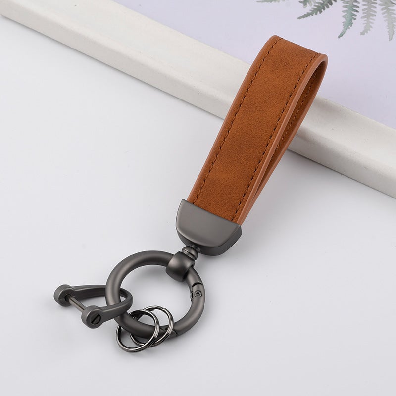 New Suede Car Key Chain Hardware Anti-Lost Key Ring Ring Can Be Embossed Logo Leather Key Chain - Image 1